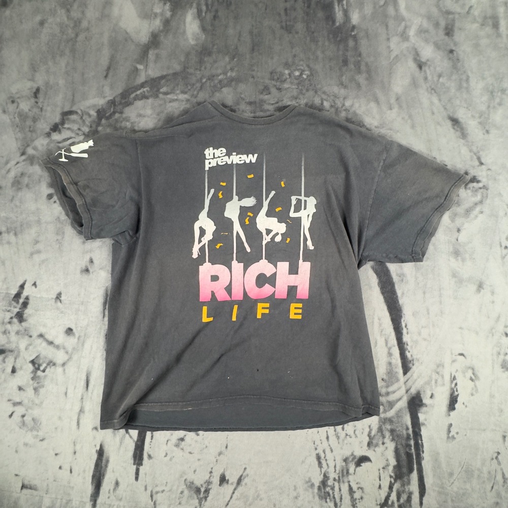 Rich Life T-Shirt Mens XL Gray The Preview Graphic Short Sleeve Crewneck